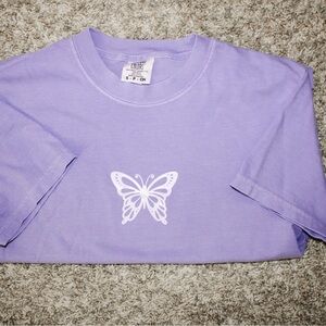 Comfort Colors Purple Tee with Butterfly